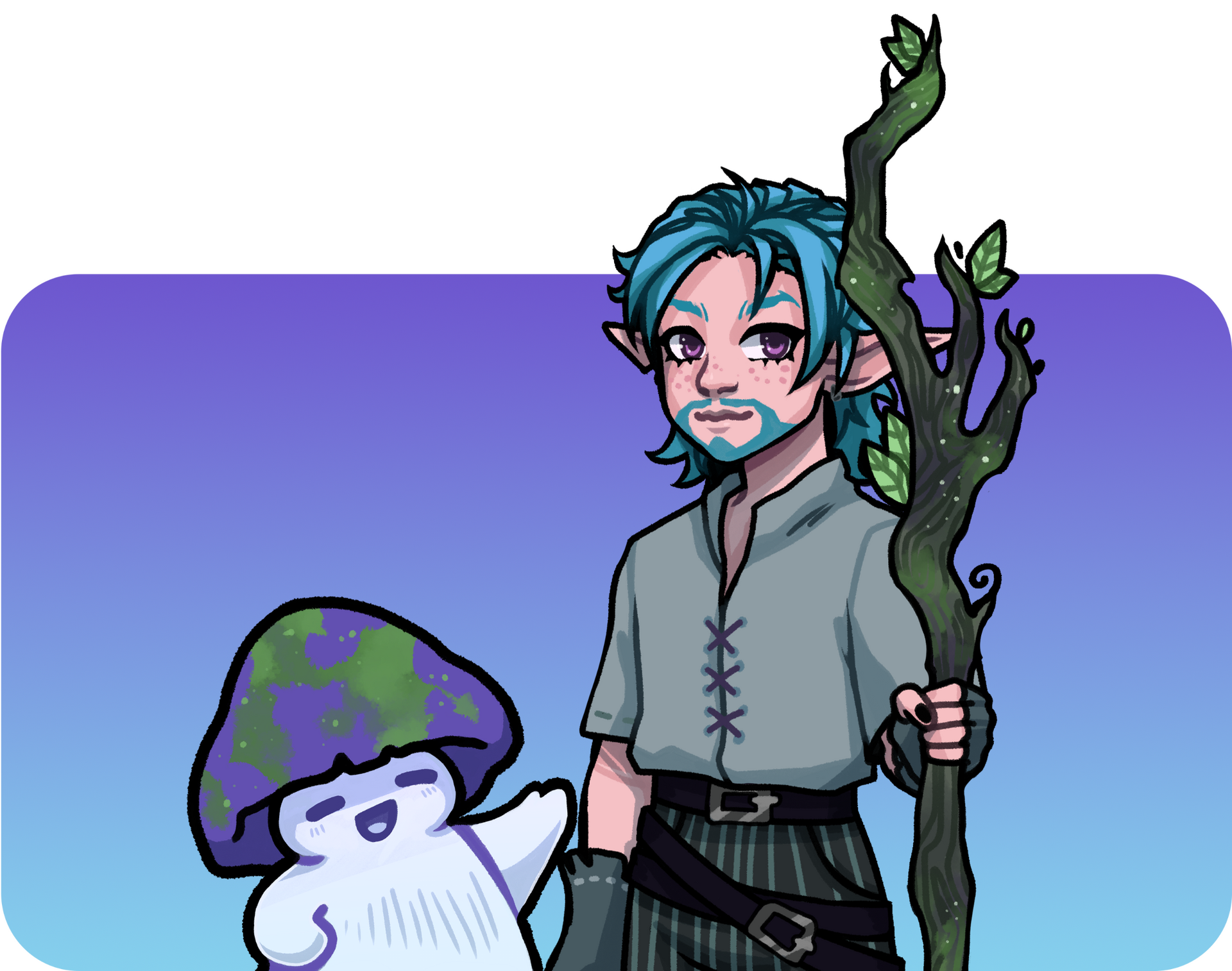 Muninn and Mochi (Wizard and Mushroom Creature)